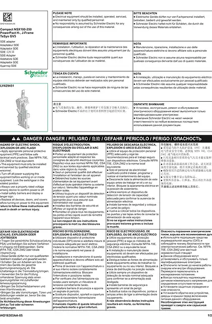 schneider施耐德ComPact NSX100-250_ PowerPact H-_ J-Frame_ TeSys GV5 - SDE 适配器 - 说明页
